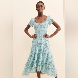 Anthropologie Lace Eyelet Midi Dress Sz 2 NWT Spring Wedding Guest